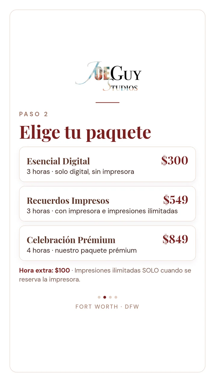 Imagen con precios de paquetes